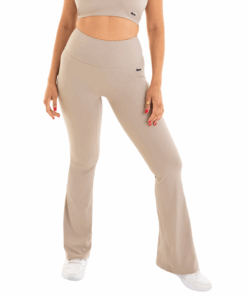 Bacon Active Women's Scrunch Bum Flare Gym Leggings Tight - Cream - M