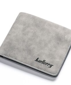 Baellerry Men's Frosted PU Leather Bifold Wallet - Grey
