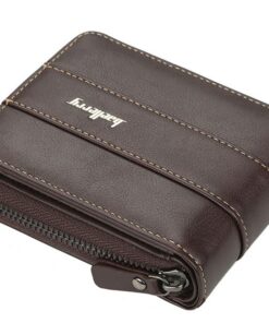 Baellerry Men's Knightsbridge PU Zip BiFold Wallet Coffee Brown