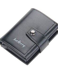Baellerry PU Leather Pop-Up RFID Card Wallet with Buckle - Black