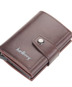 Baellerry PU Leather Pop-Up RFID Card Wallet with Buckle - Brown