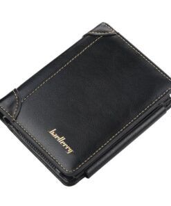 Baellerry PU Leather Short Tri-Fold Men's Wallet - Black