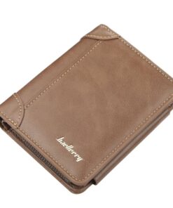 Baellerry PU Leather Short Tri-Fold Men's Wallet - Light Brown