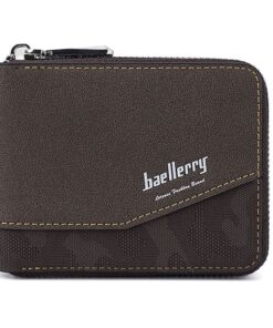 Baellerry RFID Retro Bifold Zipper Wallet - Dark Brown