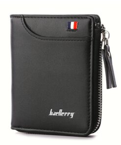 Baellerry Zipper Bifold Wallet with Gift Box - Black