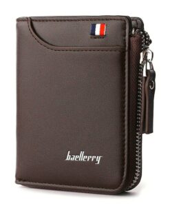 Baellerry Zipper Bifold Wallet with Gift Box - Coffee