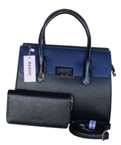 Bagco - 2-Piece Women's Bag Set - Navy Blue and Black - Synthetic Leather
