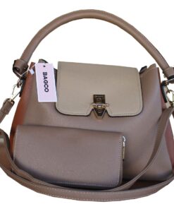 Bagco 2-Piece Women's Bag Set - Structured Faux Leather, Neutral Tones