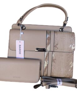 Bagco - 2-Piece Women's Beige Bag Set: Handbag & Matching Wallet