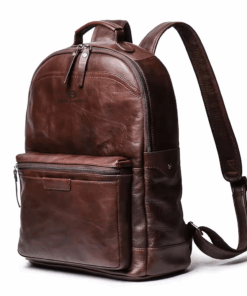 Balvaro Leather Backpack Travel Bag - Dark Brown