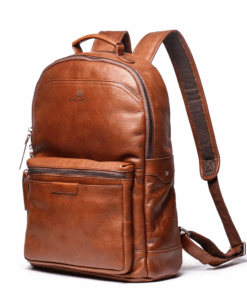 Balvaro Leather Backpack Travel Bag - Light Brown