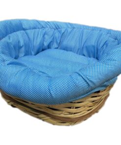 Basket Dog Bed with Cushion - Blue - M