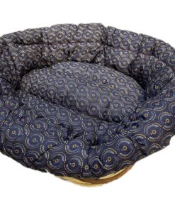 Basket Dog Bed with Cushion - Navy - S