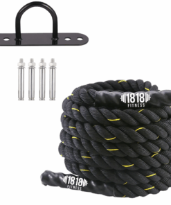 Battle Rope 9m - 38mm Thick & Wall Anchor Set - 1818 Fitness