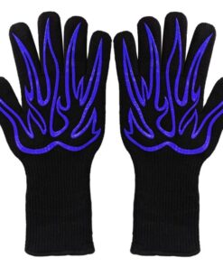 BBQ Gloves High Temperature Resistant 32cm Long 1 Pair Package - Big Flame Blue