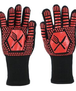 BBQ Gloves High Temperature Resistant 32cm Long 1 Pair Package - Scalpel Red