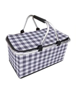 BC Foldable Insulated Picnic Cooler Bag with Handles - Black, White