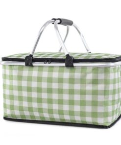 BC Foldable Insulated Picnic Cooler Bag with Handles - Green, White