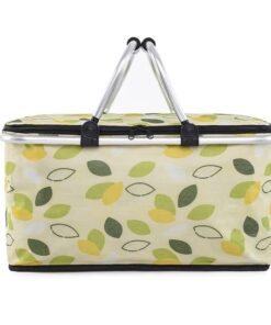 BC Foldable Insulated Picnic Cooler Bag with Handles - Green, Yellow