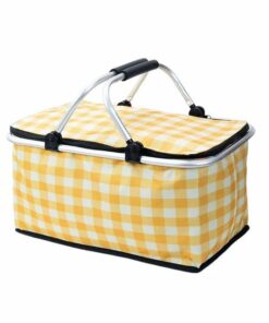 BC Foldable Insulated Picnic Cooler Bag with Handles - Yellow, White