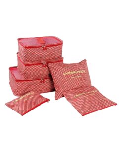 BC Luggage Organiser Set - 6 Piece - Red, White