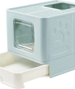 BD - Foldable Cat Litter Box With Lid Easy to Scoop & Anti-Splashing+ Scoop