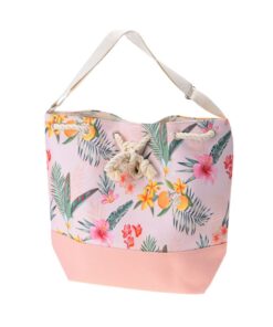 Beach Tote Bag - Tropical Design - Pink