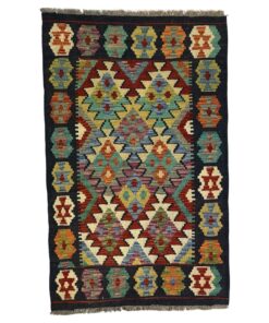 Beautiful Hand Knotted Afghan Kilm Chobi Rug Multicolor 122 x 77 cm