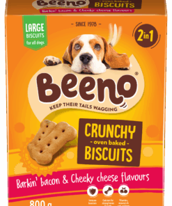 Beeno - Large Breed Traditional Crunchy Biscuit Treats Bacon & Cheese 800g