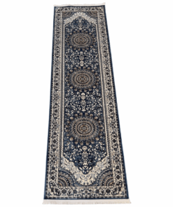 Beige / Blue Beautiful Floral Runner Rug - 300 x 80 cm