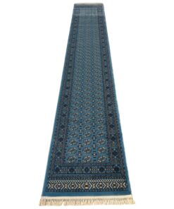 Beige Blue Bokhara Passage Runner Rug - Carpet