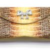 Beige Luxury Clutch with Ribbon and Chain