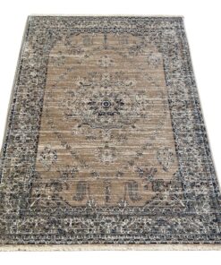 Beige/Cream Polyester Floral Rectangular Rug