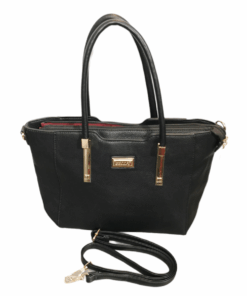 Bella Large Capacity Faux Leather Tote Shoulder Bag - Black