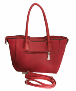 Bella Large Capacity Faux Leather Tote Shoulder Bag - Red