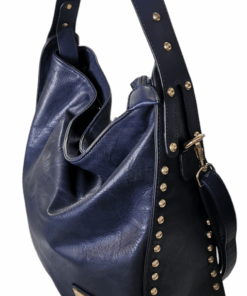 Bella Studded Large Capacity Handbag with Sling - Blue