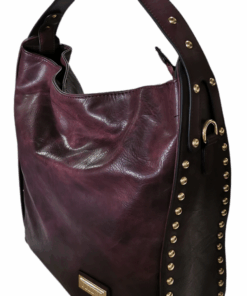 Bella Studded Large Capacity Handbag with Sling - Purple