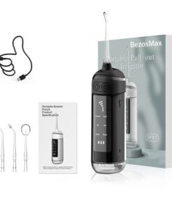 BezosMax Water Dental Flosser Teeth Pick,Cordless Oral Irrigator 180ML - Black