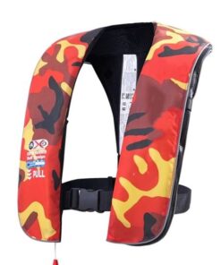 BHY Inflatable Life Jacket - Automatic/Manual - New Generation Life Vest - Manual - Red Camo