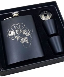 BIG five Animal Gift Flask Set with Shot Glasses