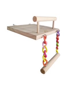 Bird Perch Swing Toy Wooden Platform Parrot Play Gym Stands Kit