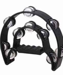 BK Black Double  Row Halfmoon Tambourine - 20 Jingles