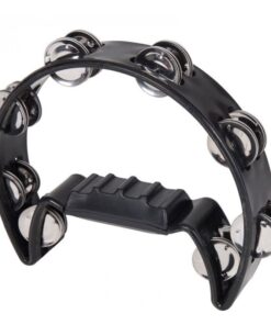 BK Black Single Row Halfmoon Tambourine - 16 Jingles