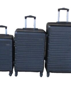 Black 3-Piece ABS Hard Shell Luggage Set Spinner Wheels&Telescoping Handles