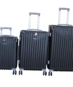 Black 3-Piece ABS Material Luggage Set with Spinner Wheels