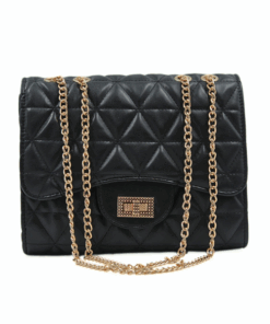 Black Argyle Quilted Design Handbag