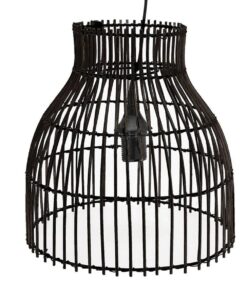 Black Bamboo Hanging Lamp - 31x31x26cm