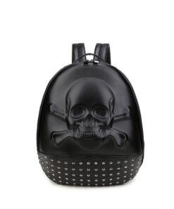 Black Embossed Skull and Bones Backpack (BP-3077-BK)