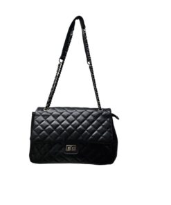 Black Faux PU Leather Handbag