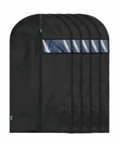 Black Hanging Garment Bag/Suit Bag with Clear Window - 5 Pack - XL